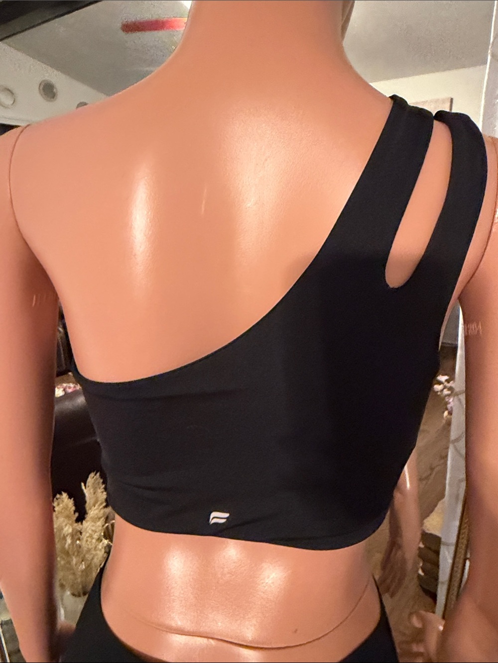 Fabletics Black One-Shoulder Cutout Crop Top - Picture 4 of 5